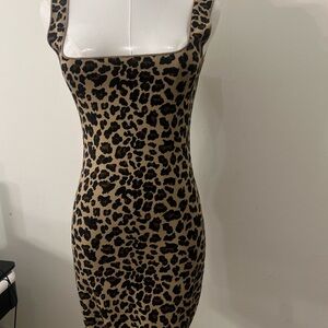 ANIMAL PRINT STRETCH KNIT DRESS